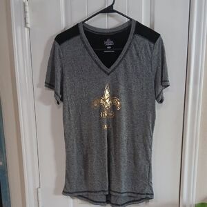 Majestic SAINTS V-Neck Tee w Gold Fleur De Lis